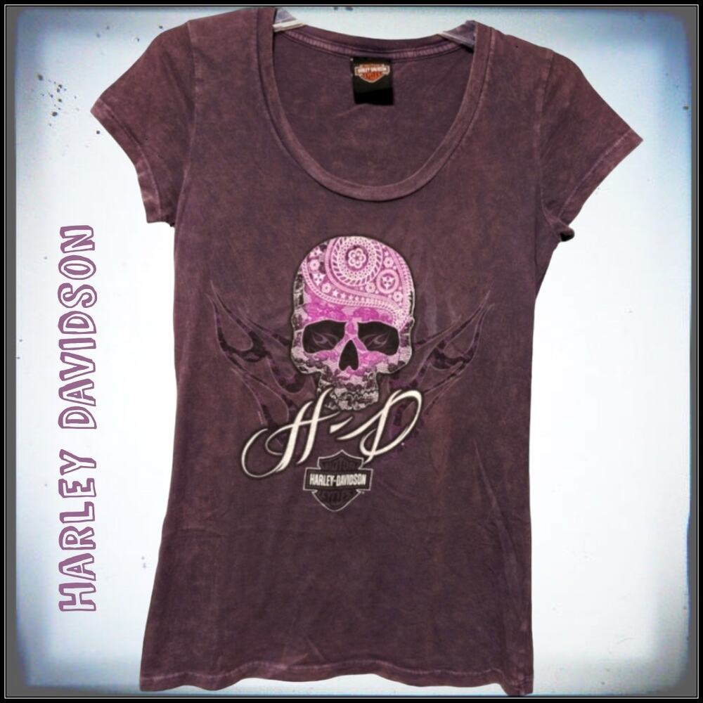 Harley Davidson Paisley HD Willie G Sugar Skull Wings Sleeveless Shirt Women's M